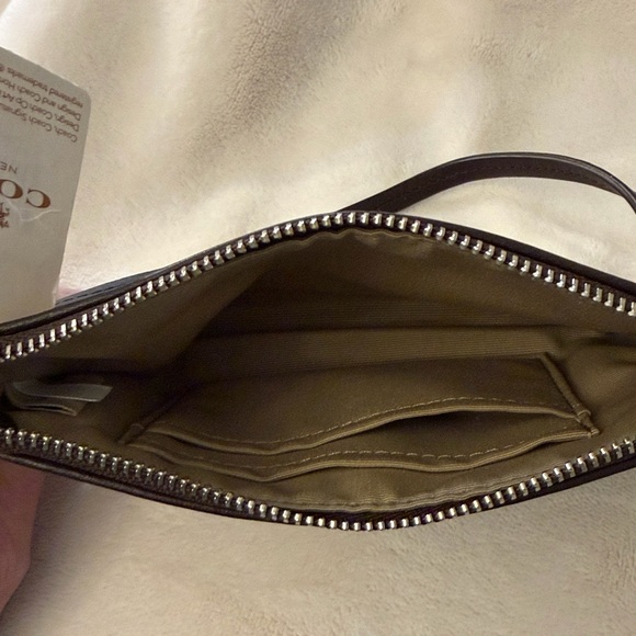 Coach Signature Brown and Cream Wristlet - Picture 3 of 3